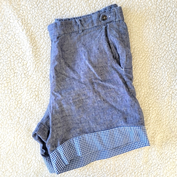 Lord & Taylor Blue Flat Front Shorts with Cuff - Picture 1 of 12